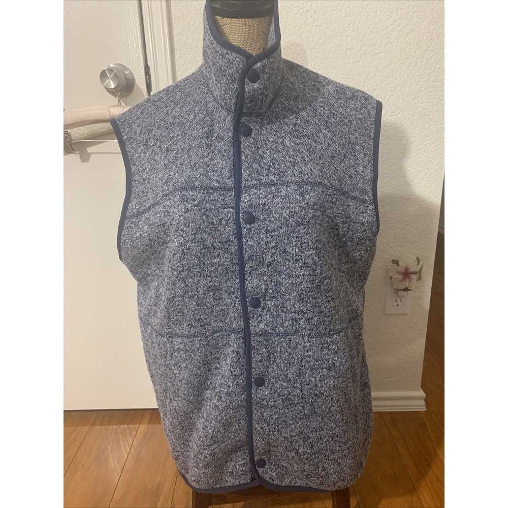 woolrich mens large sleeveless jacket blue warm side pockets Snap Closure